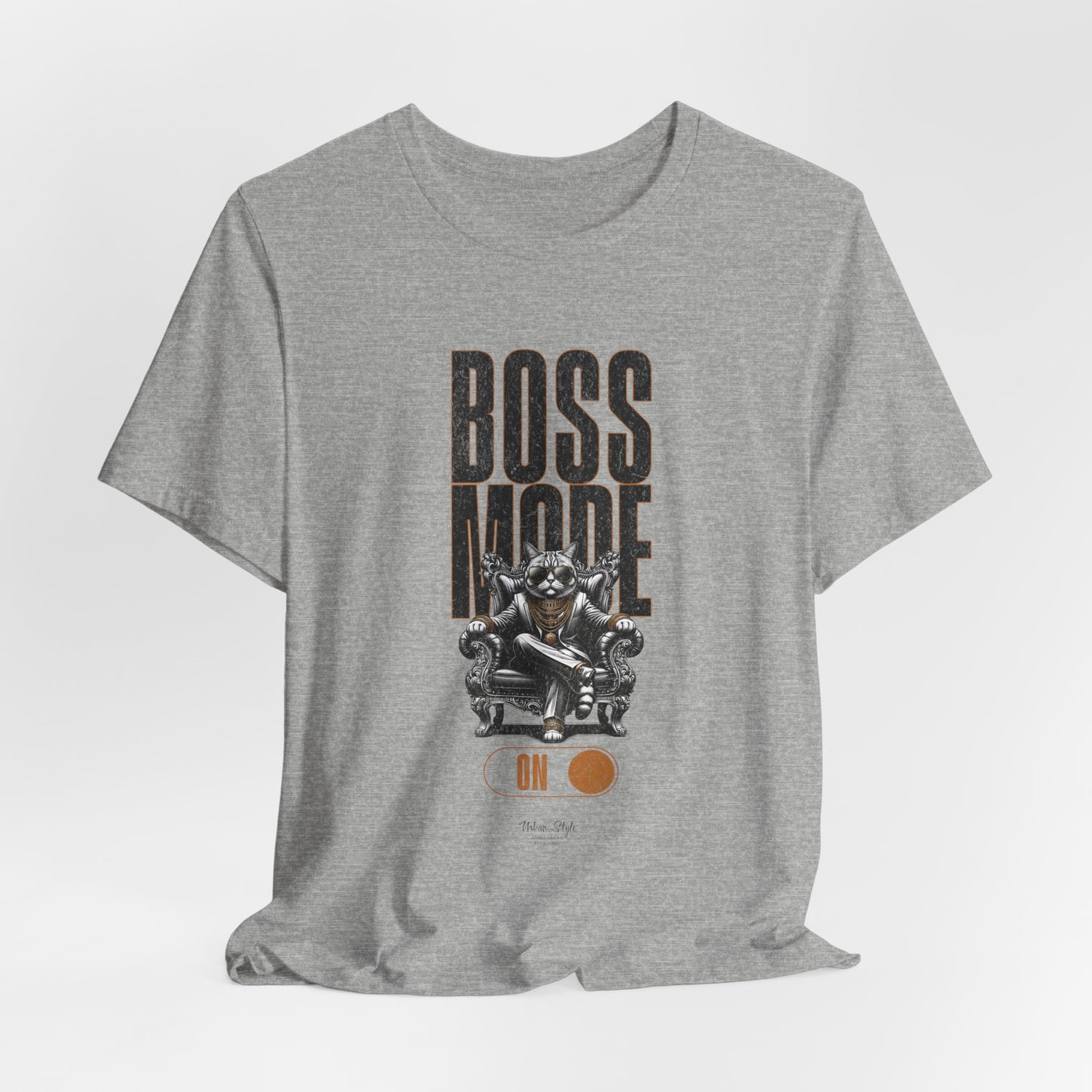 Color swatch for “Athletic Heather” – BOSS MODE design on a light heather grey.