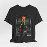 The VIRGO t-shirt in darkheathergrey — 3D mockup of the design on a dark heather grey shirt. No background, no model.