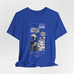 The Satisfiction t-shirt in true royal — 3D mockup with a vivid royal blue tone. No background or model.