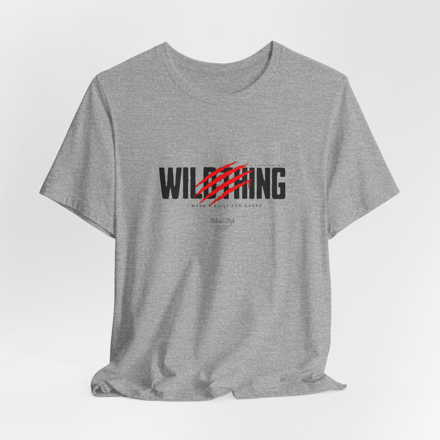 The WILDTHING t-shirt in Athletic Heather — Light grey gives space for the red claw to dominate the story.
