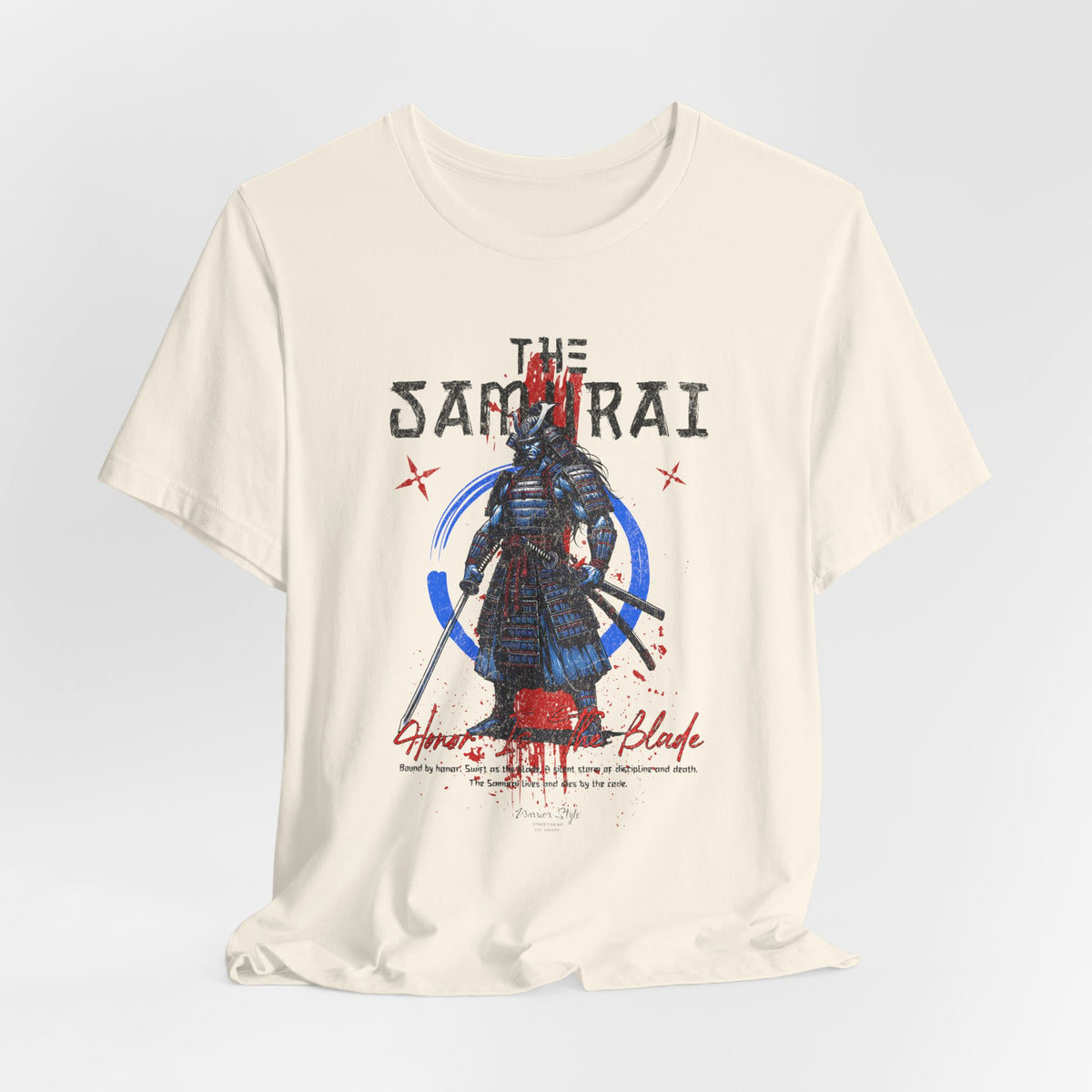 The Samurai t-shirt in Natural — raw code of honor, unstained by war.