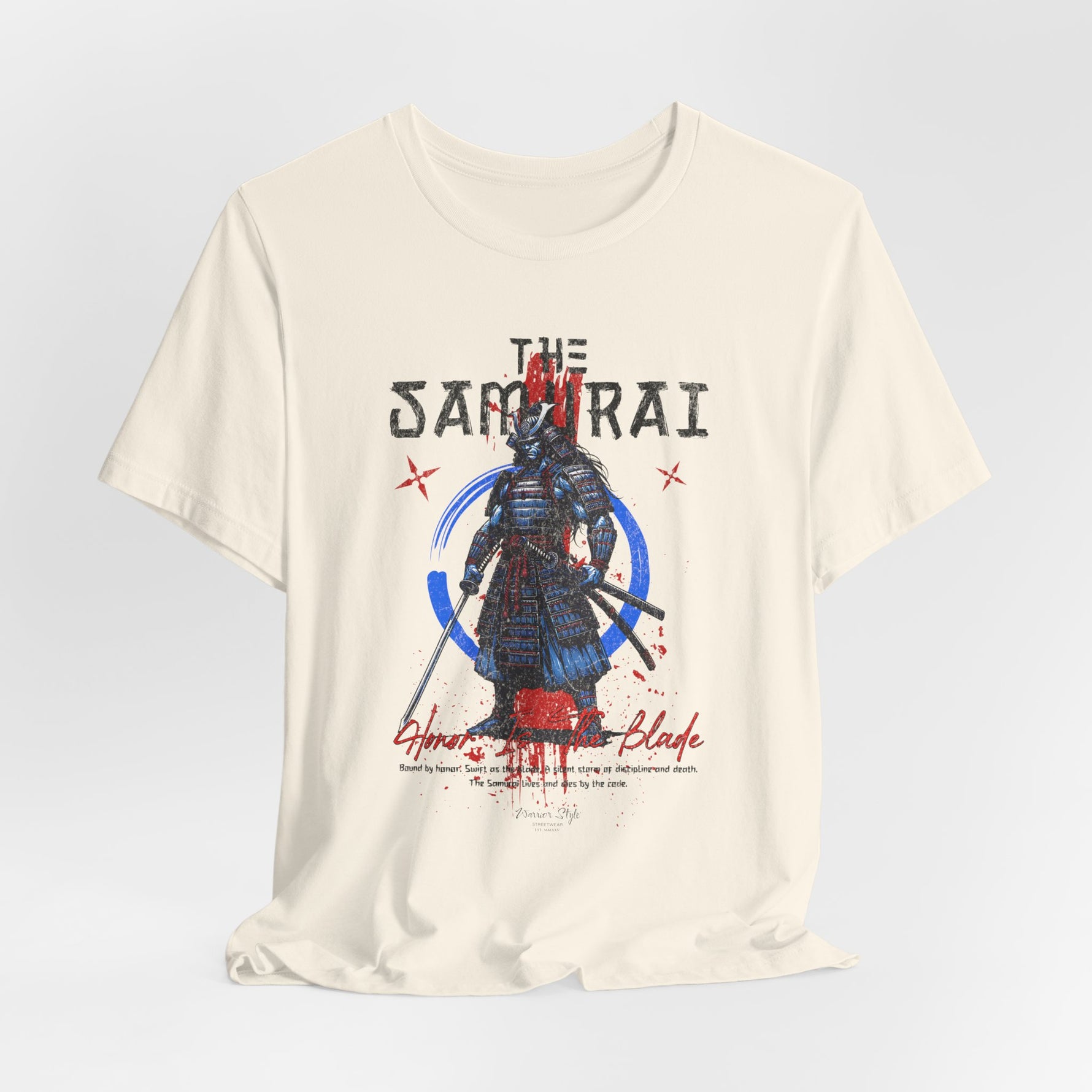 The Samurai t-shirt in Natural — raw code of honor, unstained by war.