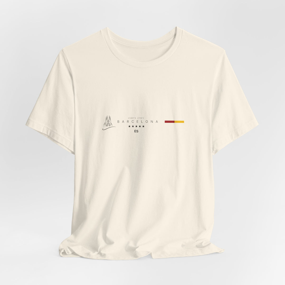 The BARCELONA t-shirt in Natural — calm, neutral, like whitewashed walls in the sun.