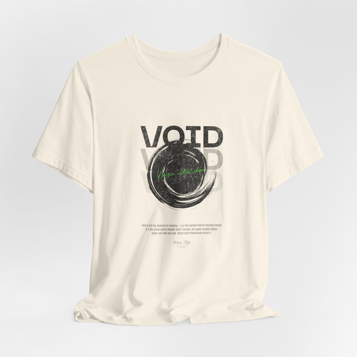 The VOID t-shirt in Natural — light that shouldn't still exist.