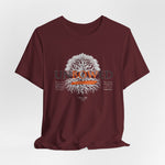 UNBOWED t-shirt in Maroon — Deep strength forged in struggle.