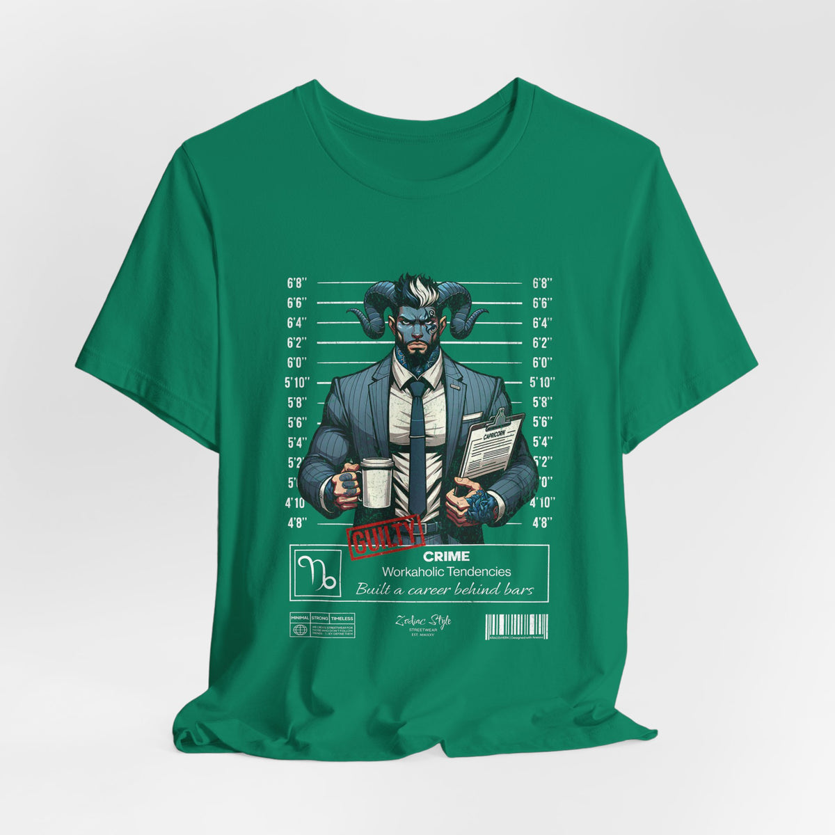 The CAPRICORN t-shirt in Kelly — vibrant green for growth, stability, and sharp instinct. No background. No model.