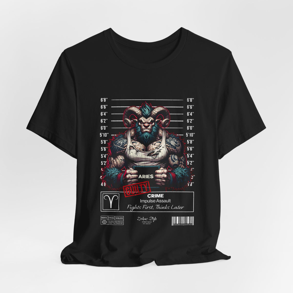 The ARIES t-shirt in black — Raw, bold, and dangerous.