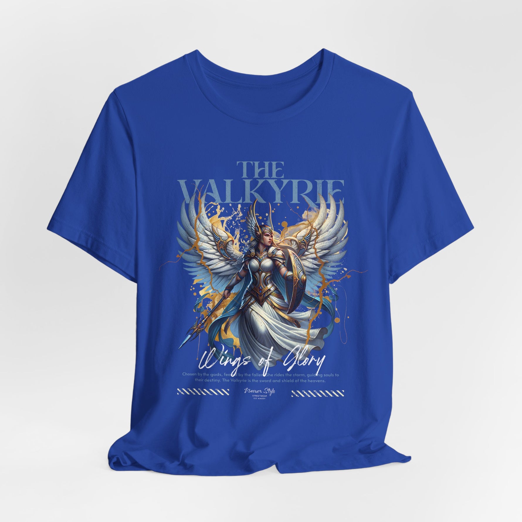 The VALKYRIE t-shirt in True Royal — echoing ancient power with a regal edge.
