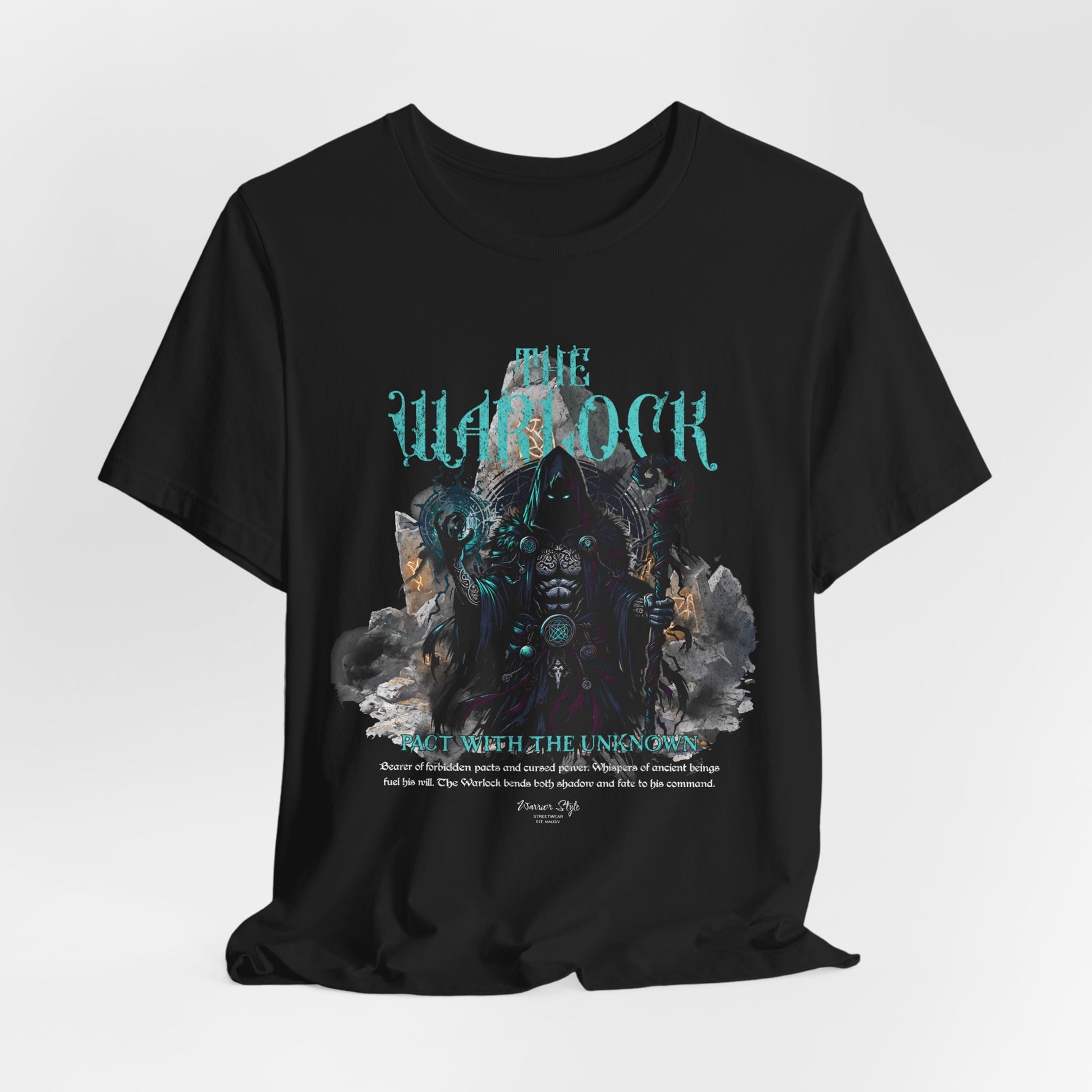 The Warlock t-shirt in Black — Darkness given shape and purpose.