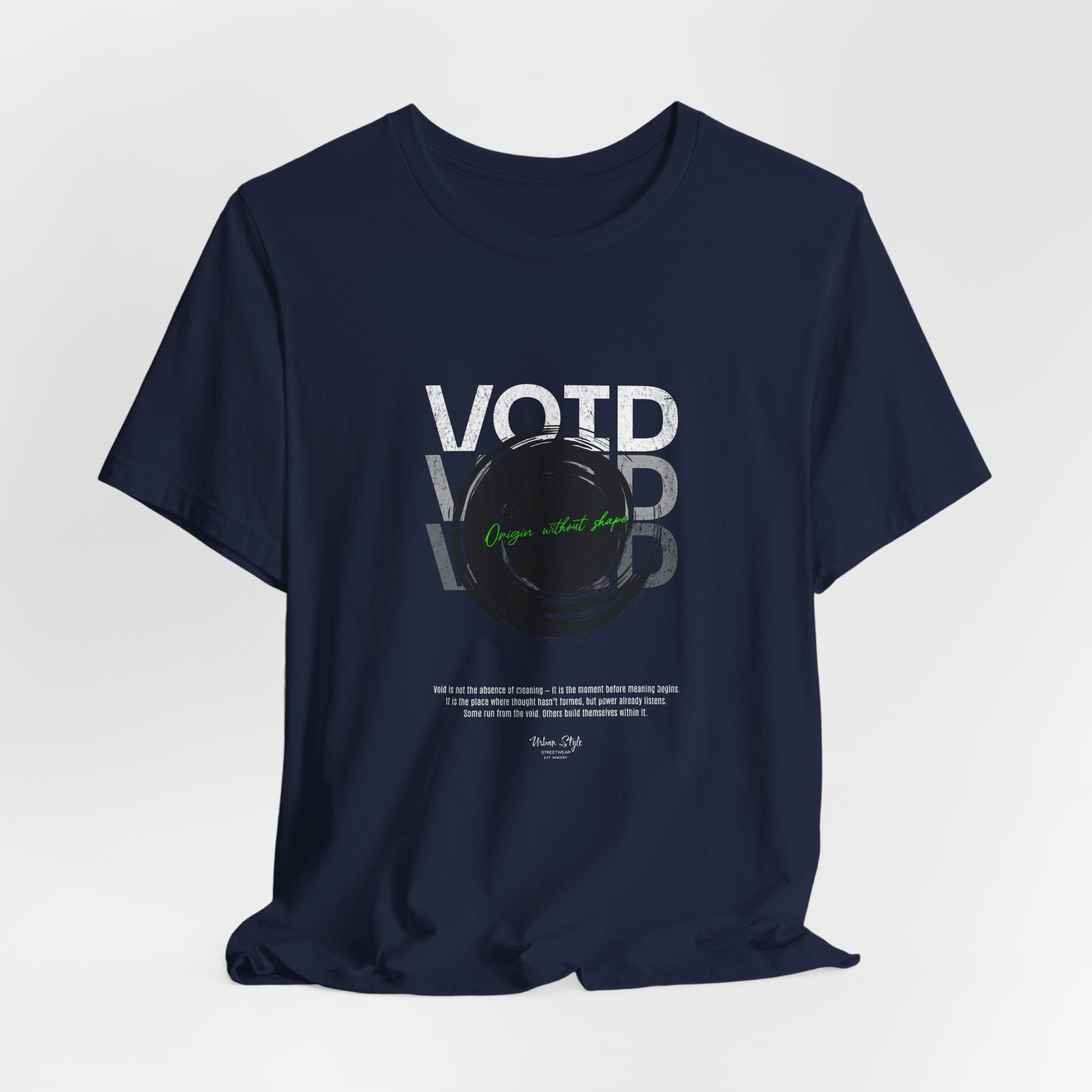The VOID t-shirt in Navy — swallowed by depths no mind can chart.