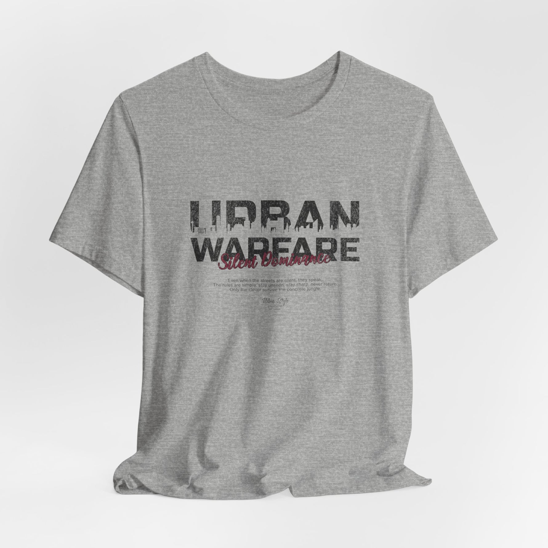 The URBAN WARFARE t-shirt in Athletic Heather — blends in, moves fast, never leaves a mark.