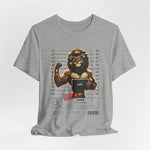 The LEO t-shirt in Athletic Heather – 3D mockup of a light grey heathered shirt with sporty tone, showing front design. NO BACKGROUND, NO MODEL.