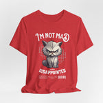 The NOT MAD t-shirt in Heather Red — 3D mockup of a deep heather red shirt; shown without model.