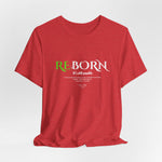 The REBORN t-shirt in Heather Red — pain transformed into power with every heartbeat.