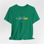 The PROTOCOL BLACKCODE t-shirt in Kelly — bright, but far from innocent. 3D mockup of a t-shirt in vibrant green. No model, no background.