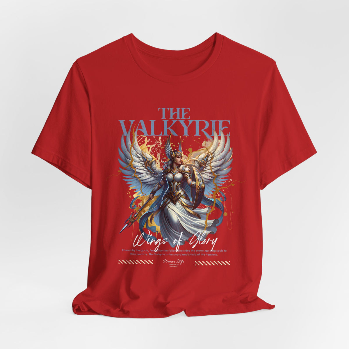 The VALKYRIE t-shirt in Red — bold as a war cry, fearless as flight.