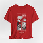 The NAP – 18h A Day t-shirt in Red — Bold red amplifies the sarcasm and energy behind the comic-style dialogue.