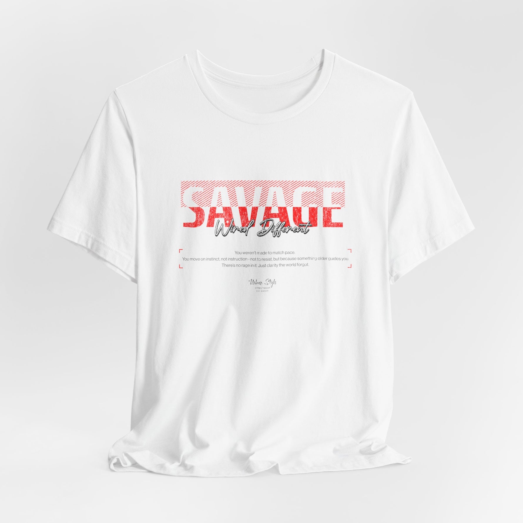 The SAVAGE t-shirt in White — contrast built for the clean chaos within.