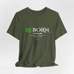 The REBORN t-shirt in Military Green — resilience dressed in calm resolve.