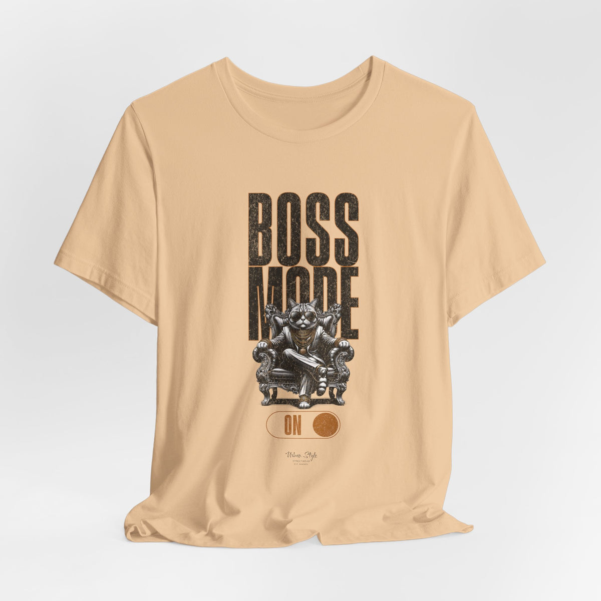 Color swatch for “Sand Dune” – BOSS MODE design on a light beige shirt.