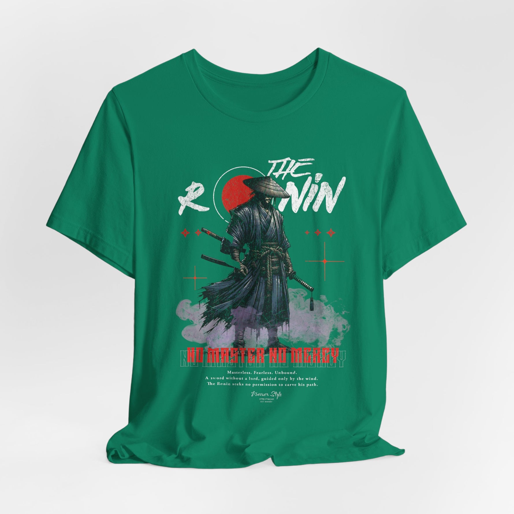The Ronin t-shirt in Kelly — calm mind, wild path.