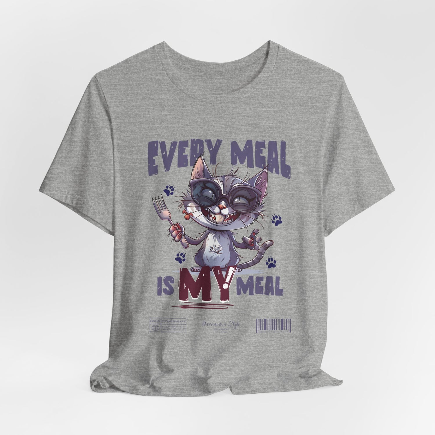 The EVERY MEAL IS MY MEAL t-shirt in athleticheather — neutral sporty gray tone that keeps the message casual yet clever.
