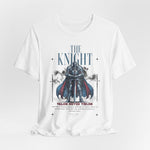 The KNIGHT t-shirt in White — pristine as the code he serves and the banner he guards.