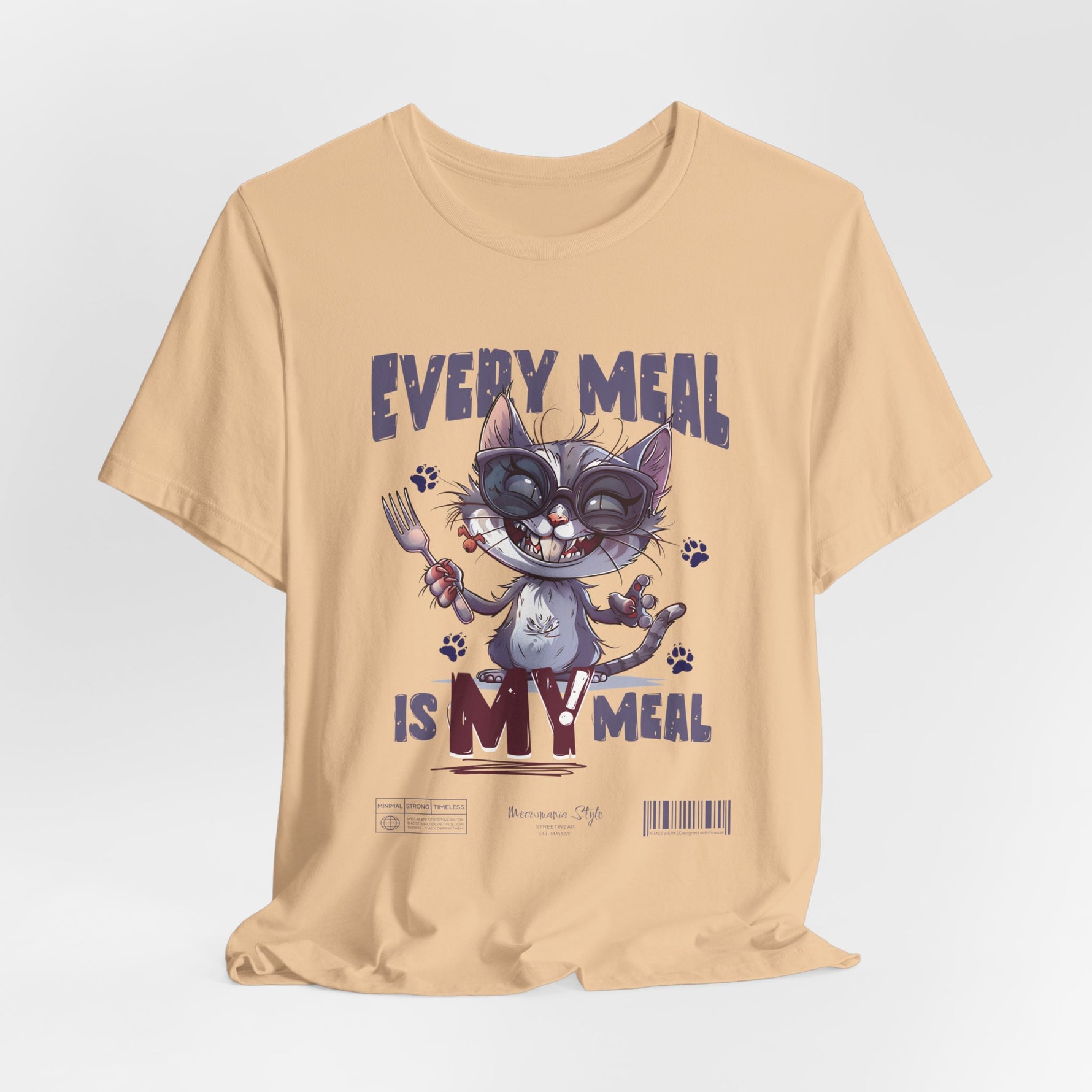 The EVERY MEAL IS MY MEAL t-shirt in sanddune — earthy and dry; complements the design’s desert bandit vibe.