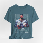 3D mockup of the LIBRA t-shirt in Heather Deep Teal — rich teal tone with slight texture. NO BACKGROUND. NO MODEL.