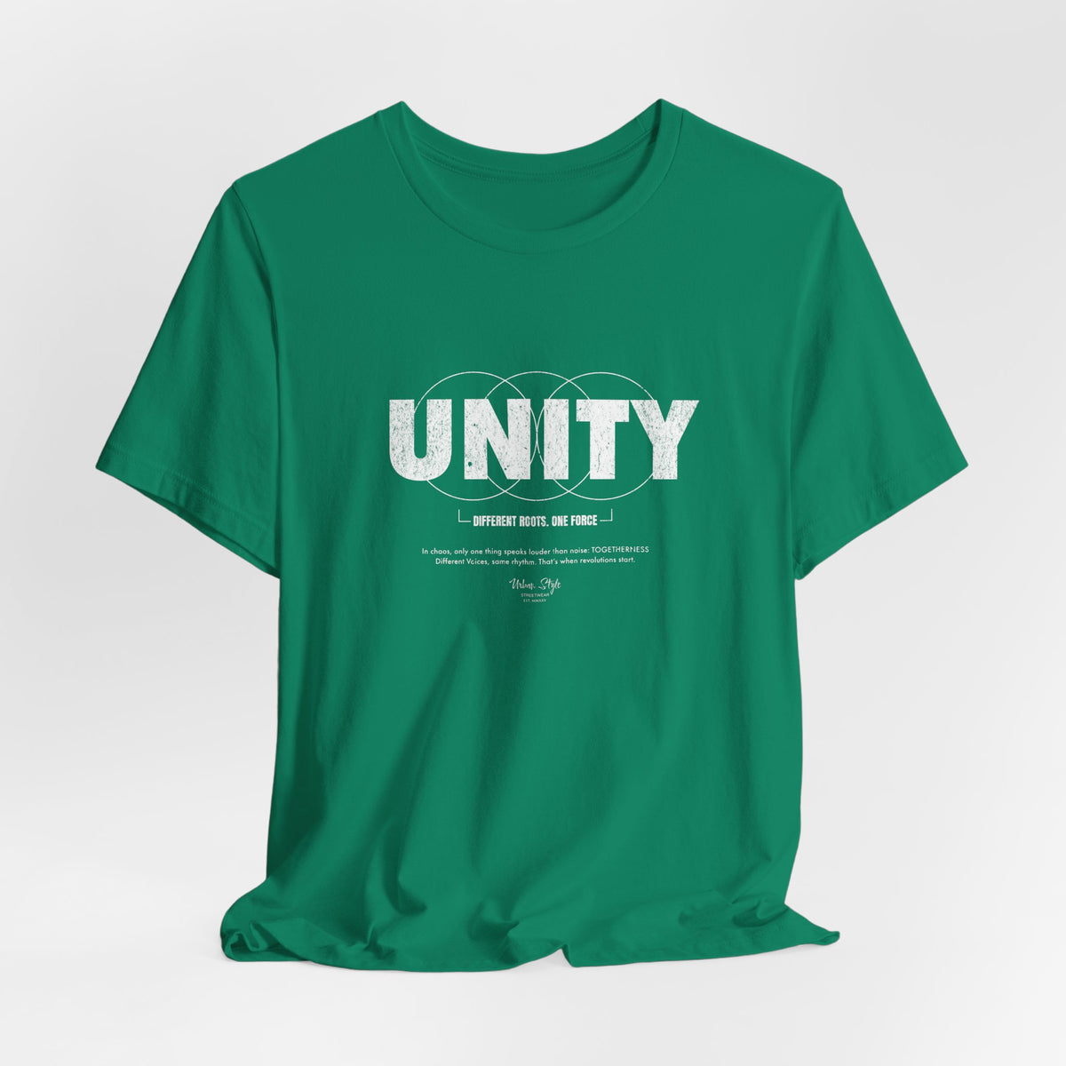 The UNITY t-shirt in Kelly — bright, alive, and unmistakably unified.