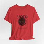 The VOID t-shirt in Heather Red — blood-red descent into silence.