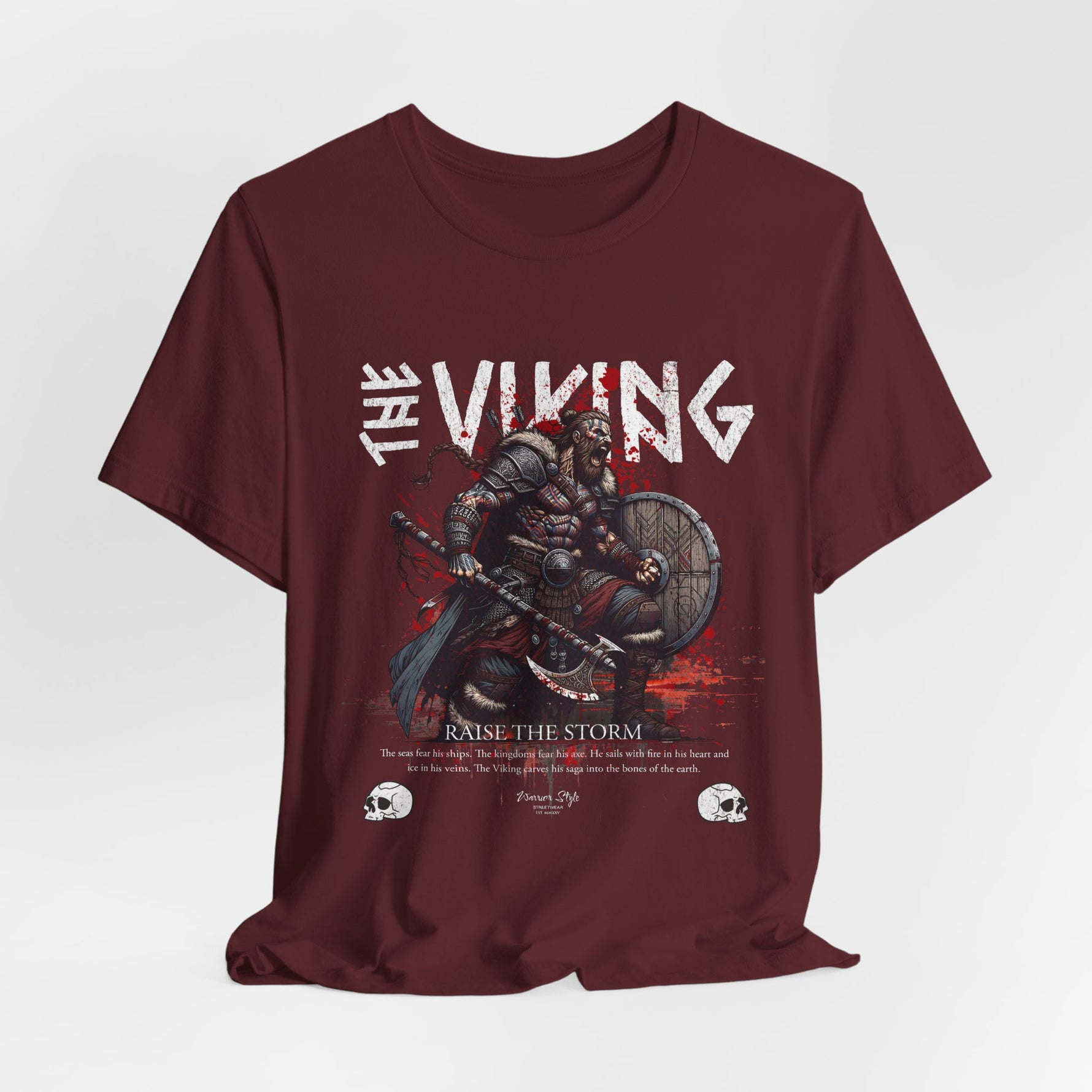 The VIKING t-shirt in Maroon — Deep, dry blood of a warrior’s oath.