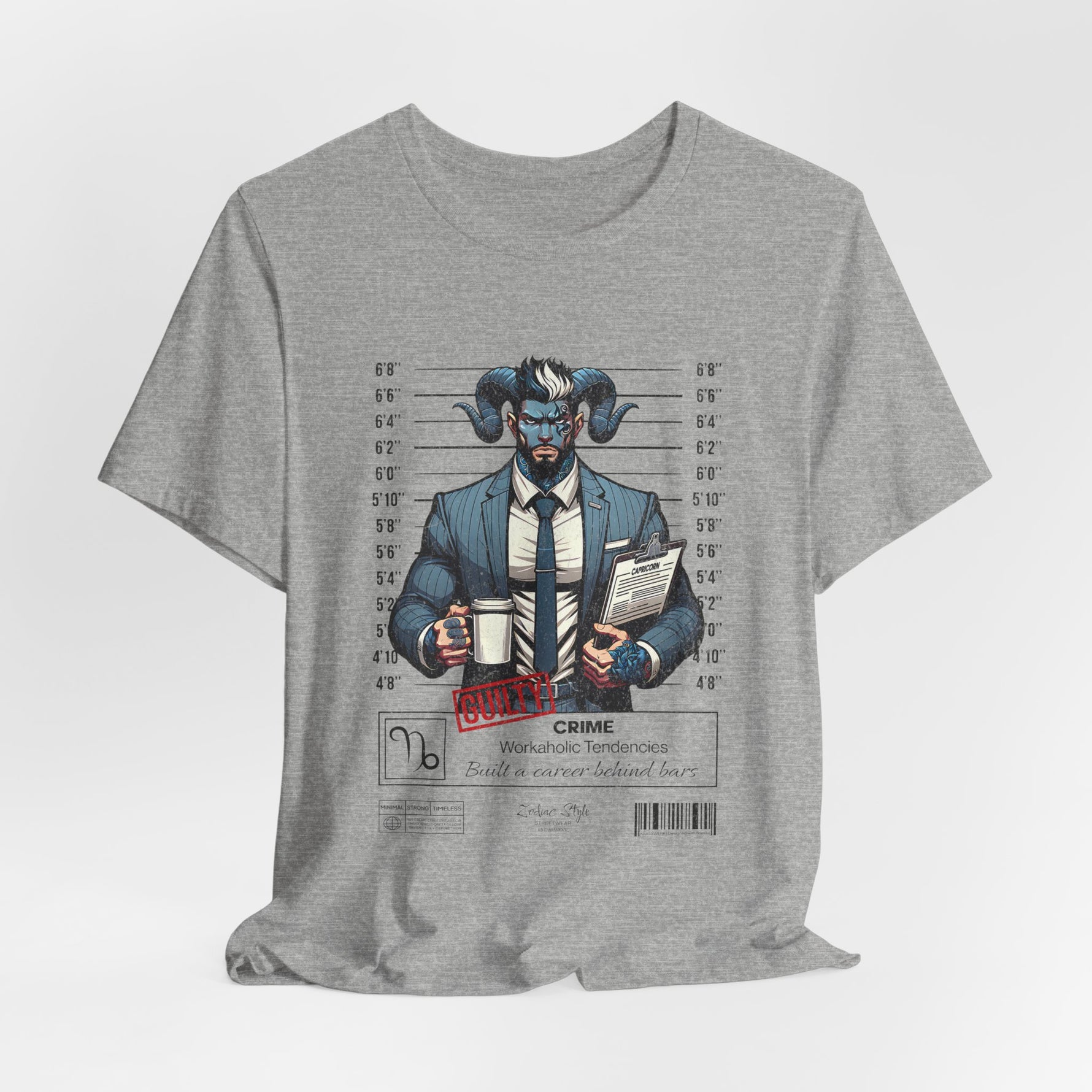 The CAPRICORN t-shirt in Athletic Heather — soft silver-grey for understated strength. No background. No model.