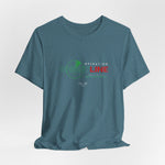 The OPERATION GHOSTLINE t-shirt in heather deep teal — signature hidden in deep digital fog.