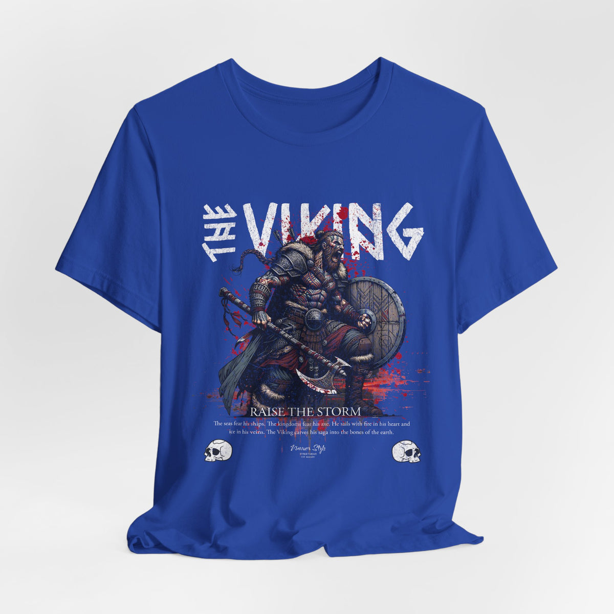 The VIKING t-shirt in True Royal — Regal steel of kings who ruled with axe and fire.