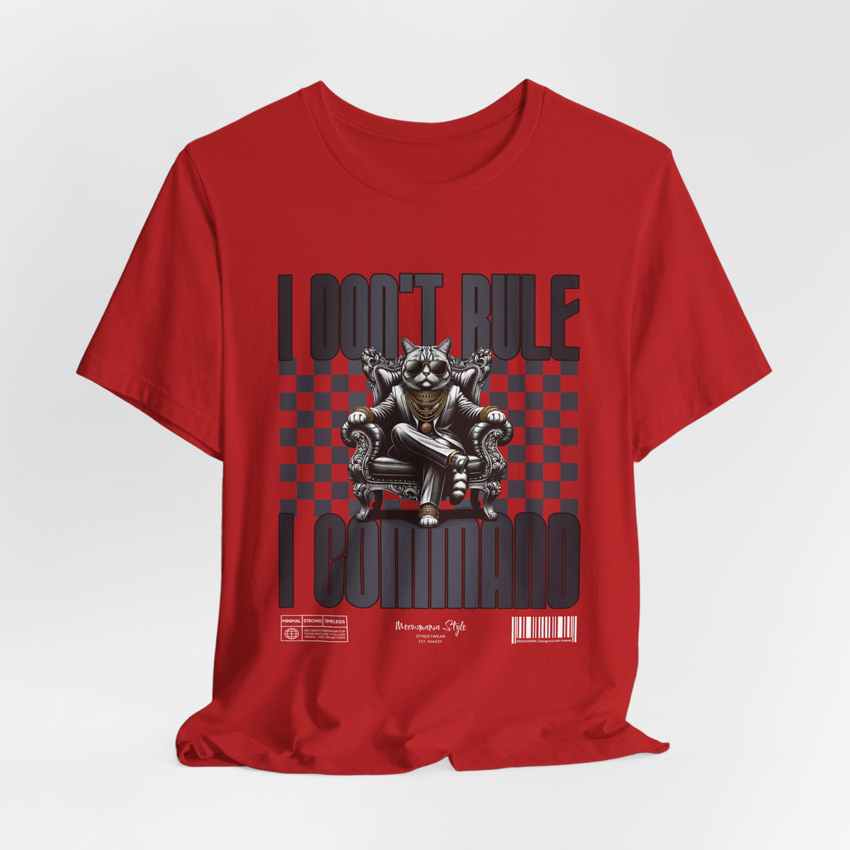 The COMMAND t-shirt in Red — Bright red 3D mockup. No model, no background.