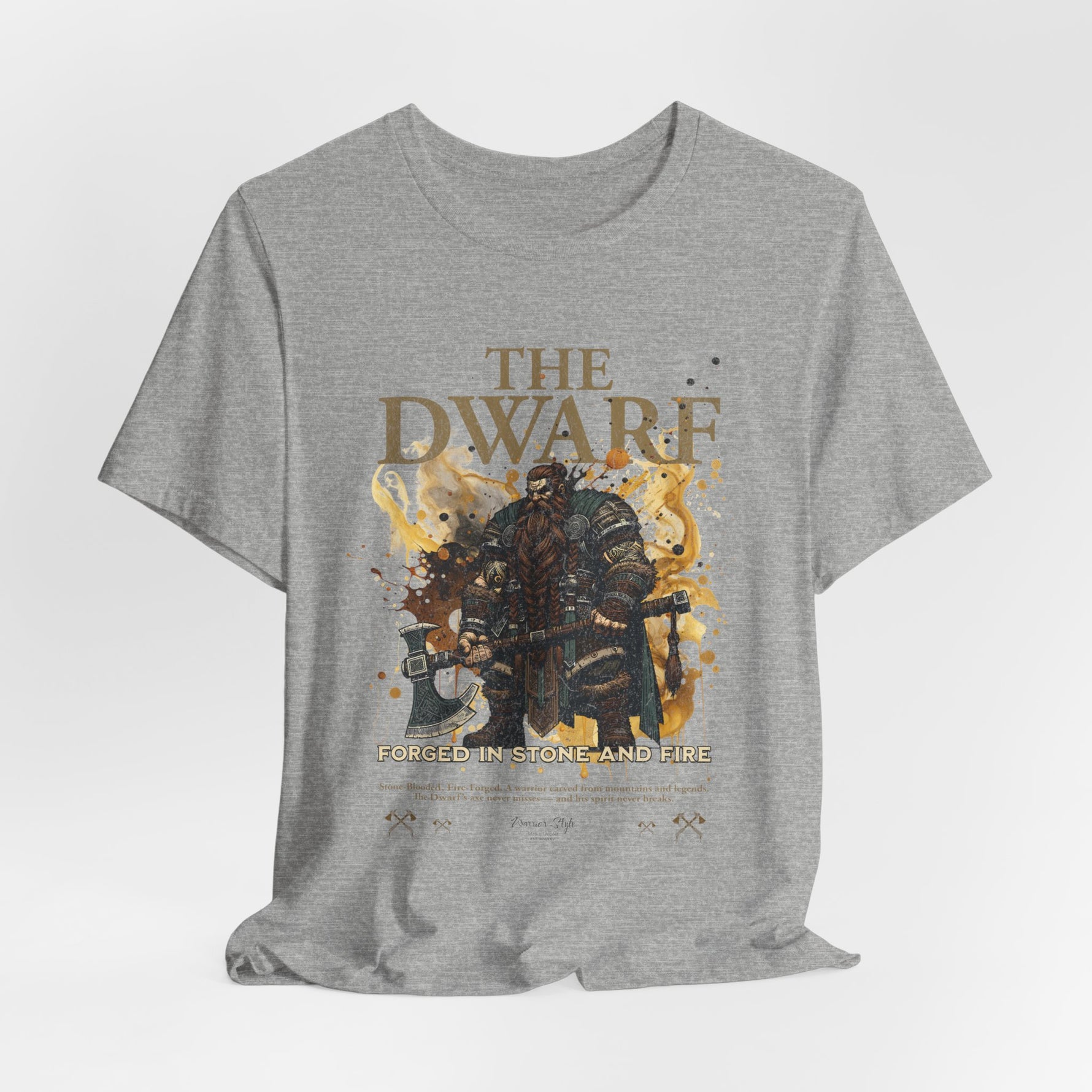 The DWARF t-shirt in Athletic Heather — a softer stone hue, carved for comfort.