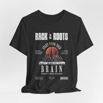 The Back to the Roots t-shirt in Dark Heather Grey — grounded in silence, built in shadow.