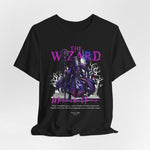 The Wizard t-shirt in Black — Night-bound sorcery at full command.