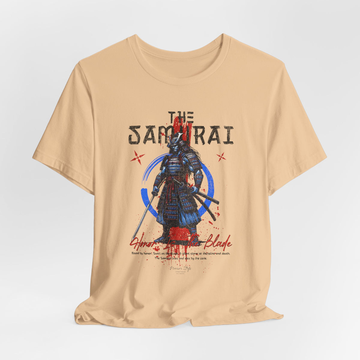 The Samurai t-shirt in Sand Dune — like history written in dust and discipline.