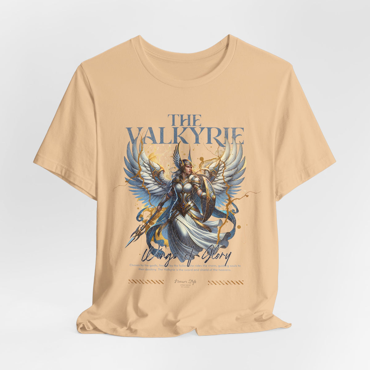 The VALKYRIE t-shirt in Sand Dune — like wind-swept ground after conquest.