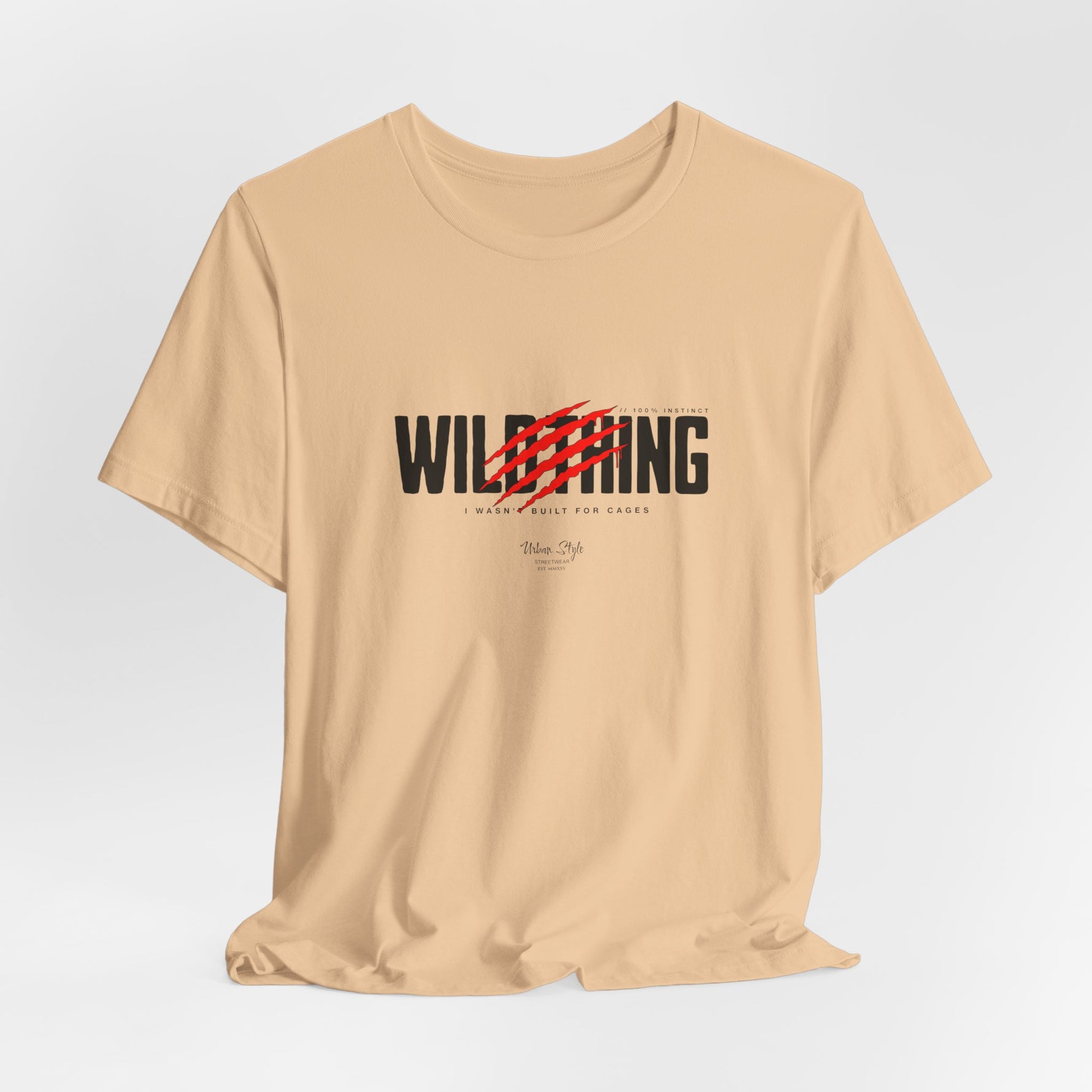 The WILDTHING t-shirt in Sand Dune — Faded desert tone—like claws dragged through dust.