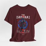 The Samurai t-shirt in Maroon — deep cuts, deeper conviction.