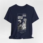 The Satisfiction t-shirt in navy — 3D mockup displaying a classic deep navy blue tone. No background or model.