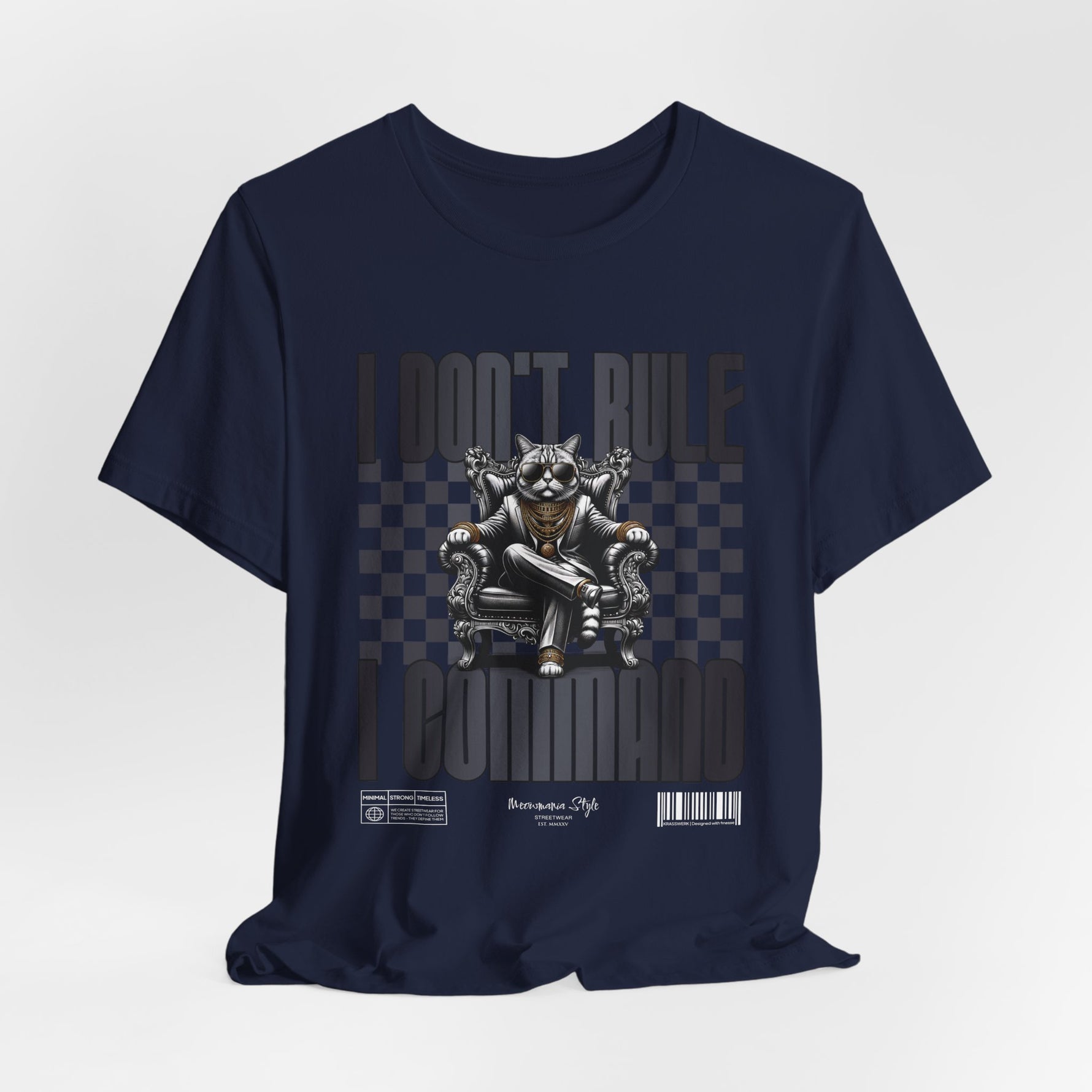 The COMMAND t-shirt in Navy — 3D navy blue version. No model, no background.