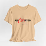 The PROJECT UNCLASSIFIED t-shirt in sanddune — 3D mockup of shirt in soft sand dune beige, no background, no model.
