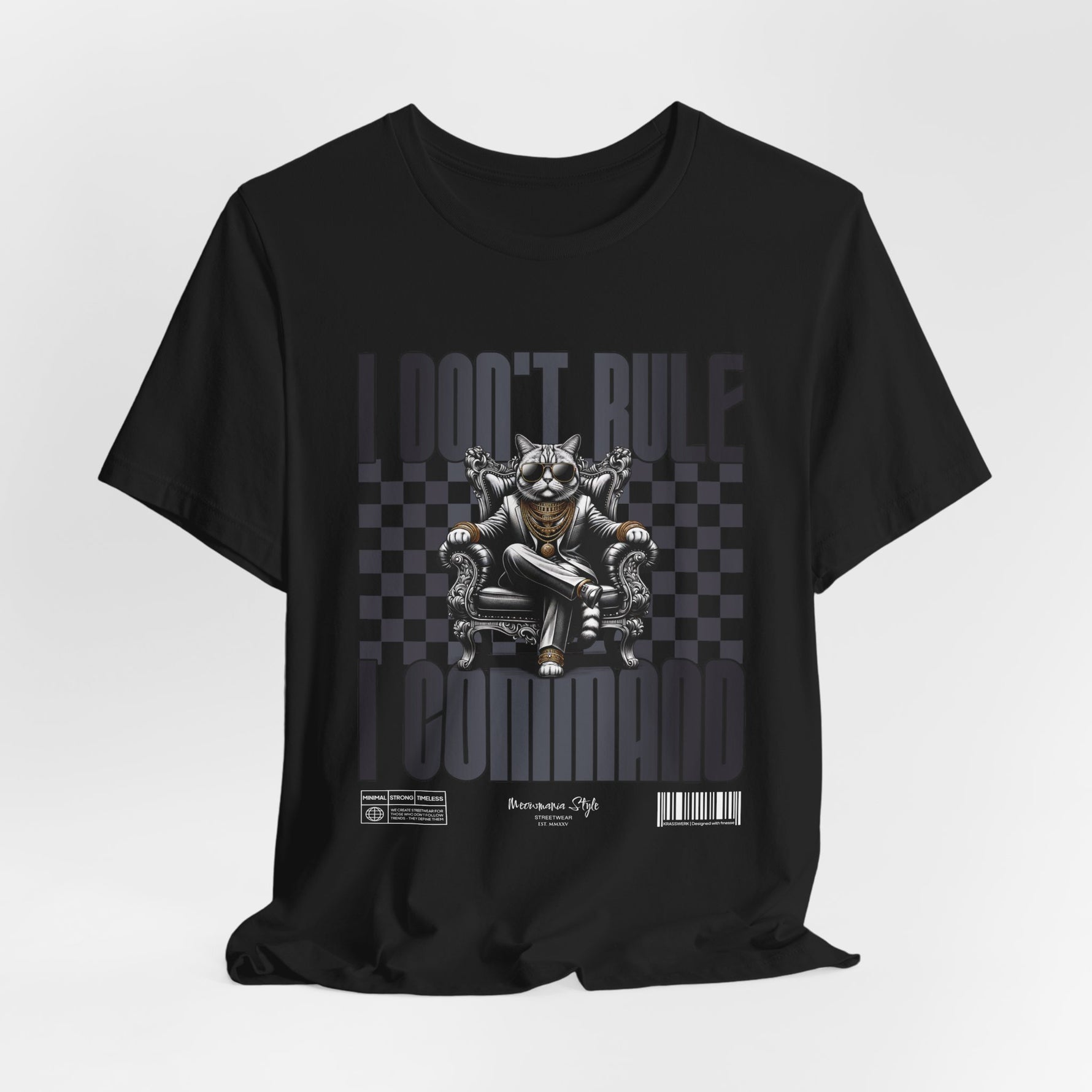 The COMMAND t-shirt in Black — Bold black 3D version. No model, no background.