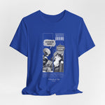 The FEEL REMORSE? t-shirt in true royal — 3D mockup, vibrant blue color, no background, no model.