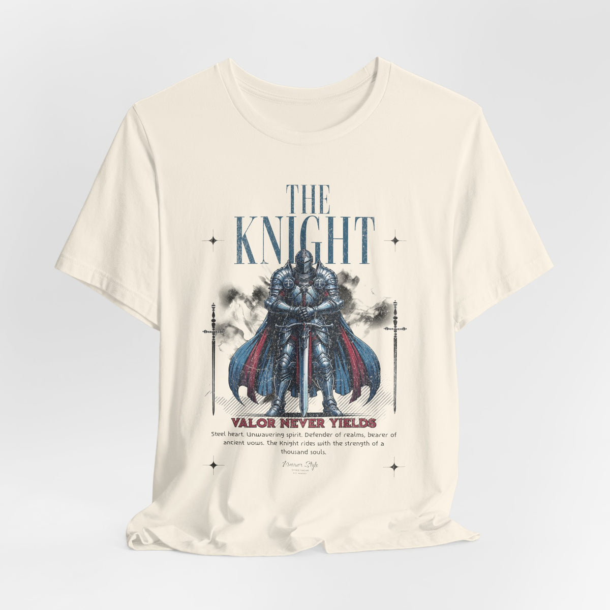 The KNIGHT t-shirt in Natural — as pure as a vow taken before the blade.
