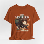 The ARCHER t-shirt in autumn — A forest-born whisper, sharpened in fallen leaves.